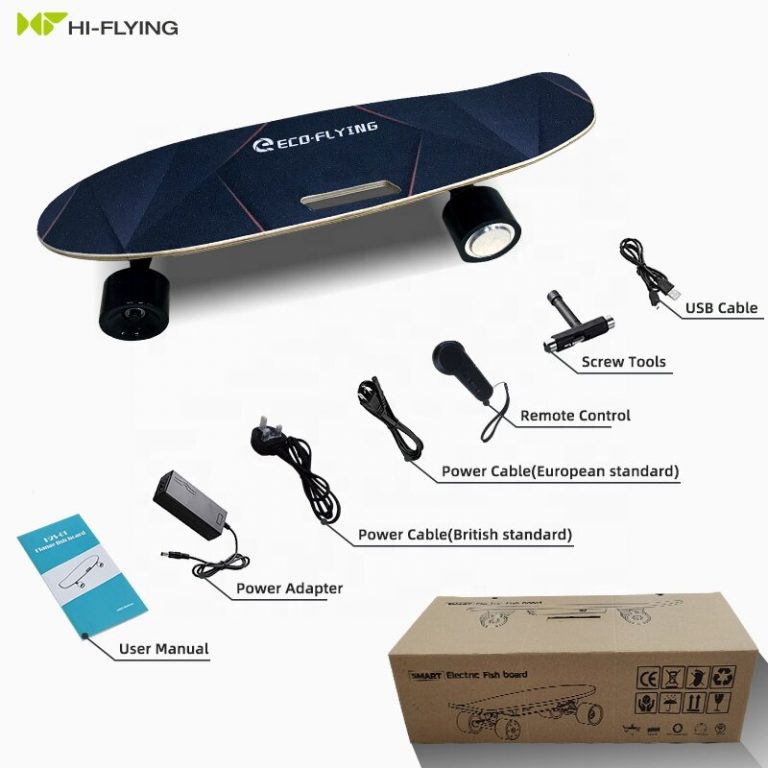 electric skateboard in box